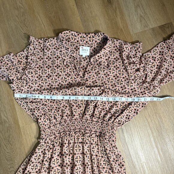 MISA Los Angeles Pamelina Dress L large Warm Winter Tile tiered maxi pink - Picture 8 of 11